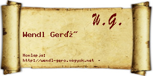 Wendl Gerő névjegykártya